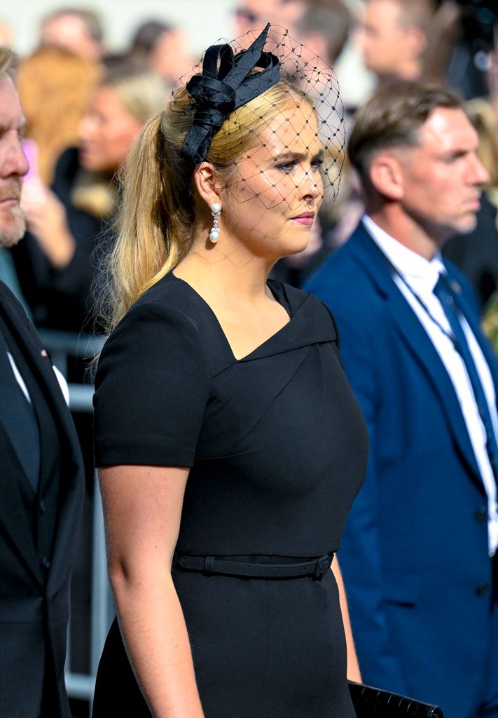 La princesa Amalia de Países Bajos en el funeral de Harald de Noruega en Oslo, 2026.