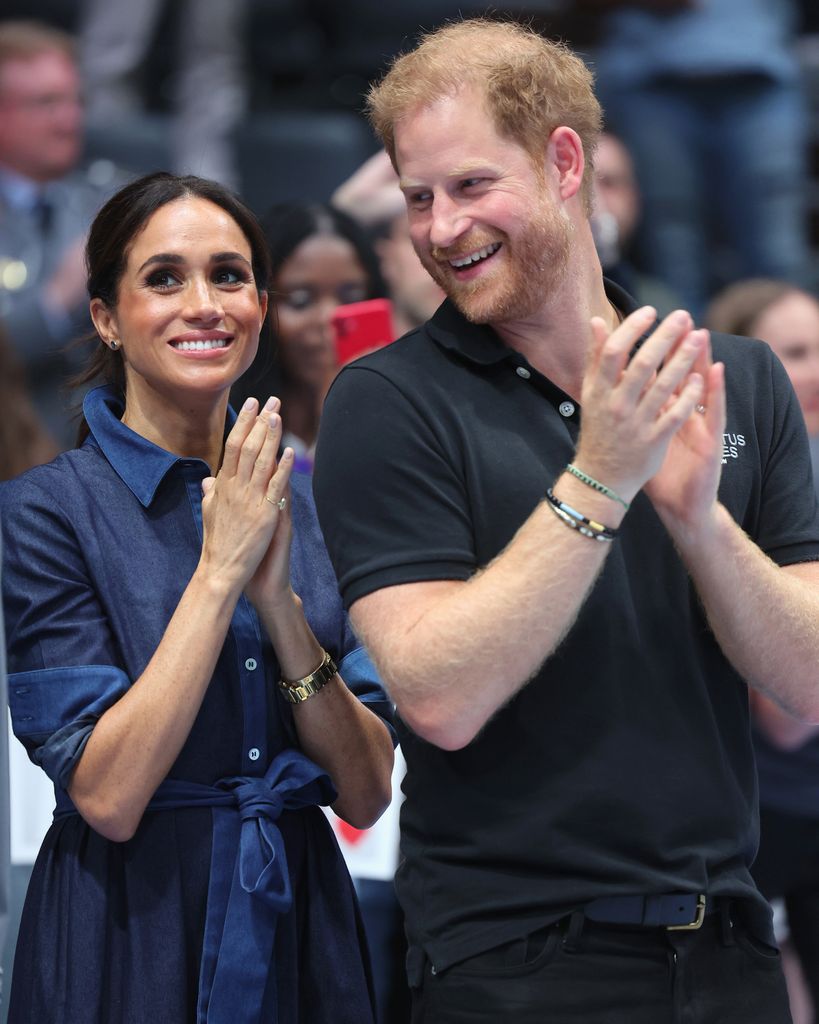 DUESSELDORF, GERMANY - SEPTEMBER 15: Meghan, Duchess of Sussex and Prince Harry, Duke of Sussex attend the sitting volleyball finals at the Merkur Spiel-Arena during day  of the Invictus Games DÃ¼sseldorf 2023 on September 15, 2023 in Duesseldorf, Germany. Prince Harry celebrates his 39th birthday today. (Photo by Chris Jackson/Getty Images for the Invictus Games Foundation)