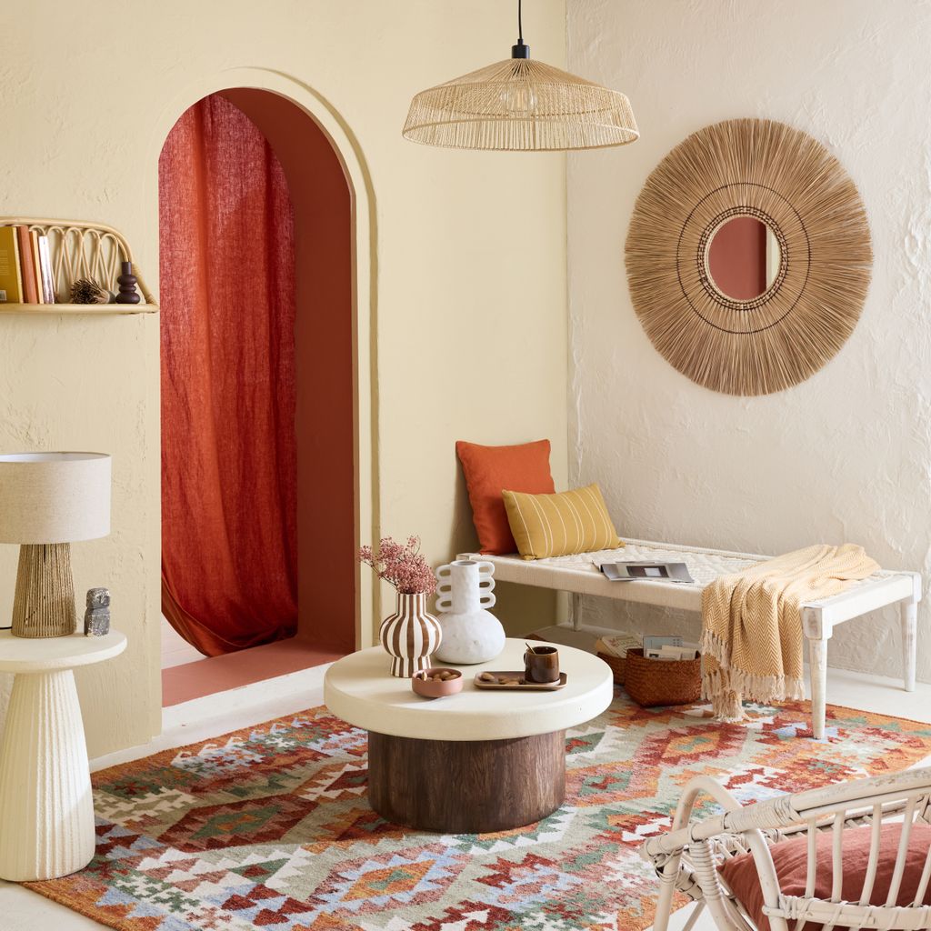 Decoración en rojo y fibra