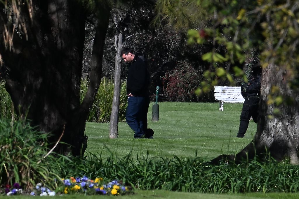 ROSARIO, ARGENTINA - AUGUST 9: Lionel Messi walks inside the El Prado Cemetery, where his father Jorge Messi's remains will be laid in state for a private wake on August 9, 2026 in Rosario, Argentina. Jorge Messi passed away during the early hours of August 8th after struggling with a disease for a long time. (Photo by Luciano Bisbal/Getty Images)