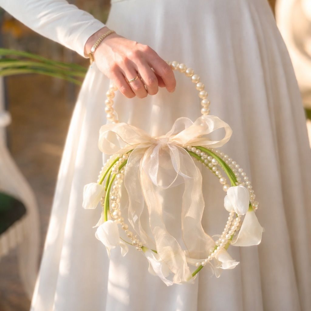 Ramos de novia con perlas tulipanes