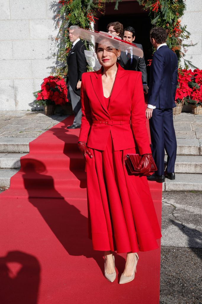 Lourdes Montes en la boda de Cristina Reyes y Jorge Puras, 2022.