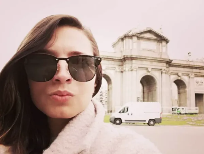 Natalia Villalba en un viaje a Madrid