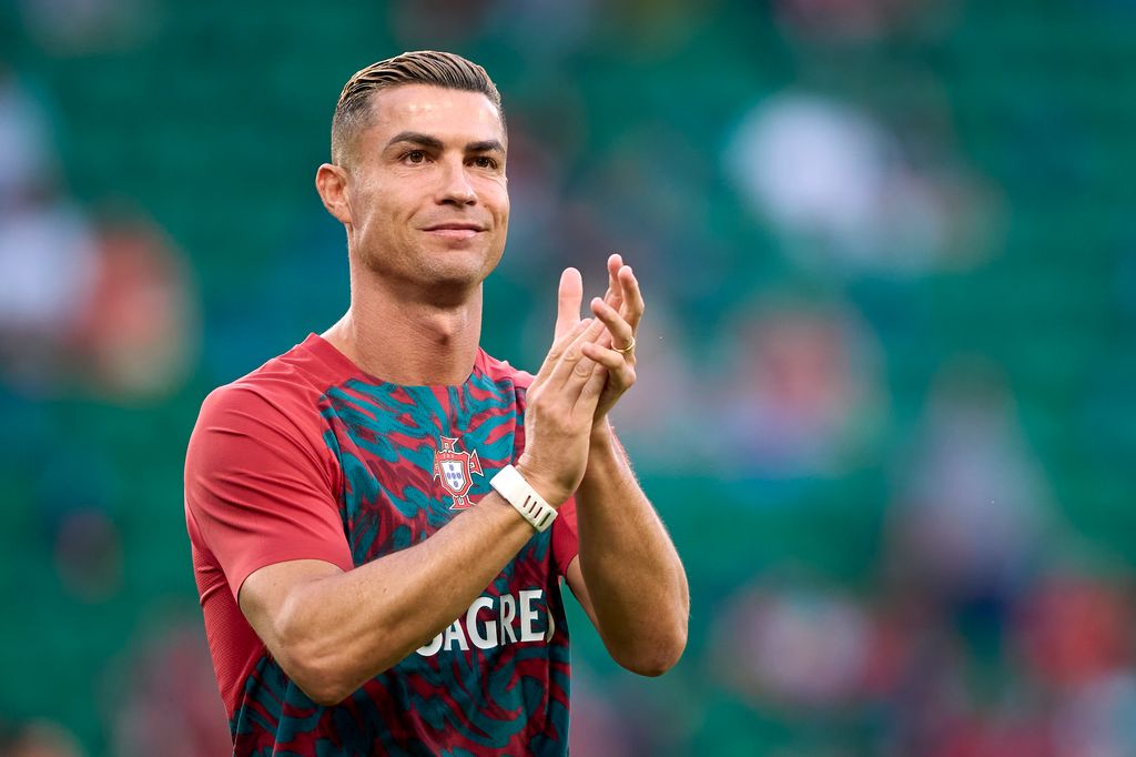 Cristiano Ronaldo of Portugal reacts as he warms up prior to the UEFA Nations League 2026/27 group phase match between Portugal and Wales at Estadio Jose Alvalade on September 24, 2026 in Lisbon, Portugal. (Photo by Jose Manuel Alvarez Rey/Getty Images)