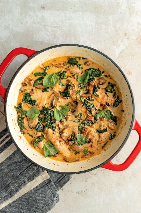 Filetes en salsa cremosa de tomates secos. 