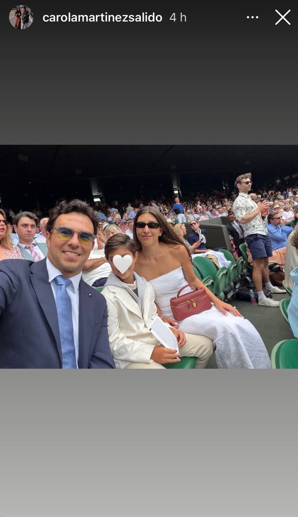 'Checo' Pérez y Carola Martínez con su hijo mayor en el All England Lawn Tennis y Croquet Club, en Wimbledon.