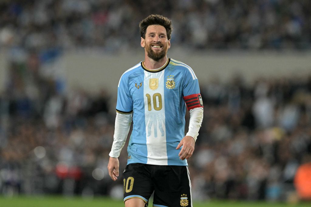 Argentina's forward #10 Lionel Messi reacts during the international friendly football match between Argentina and Benin at the Mas Monumental stadium in Buenos Aires on October 6, 2026. (Photo by JUAN MABROMATA / AFP via Getty Images)