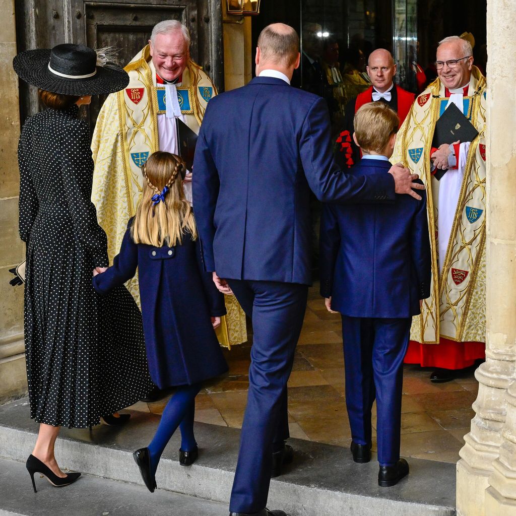 Prince William and Kate at service for Prince Philip with Prince George and Princess Charlotte