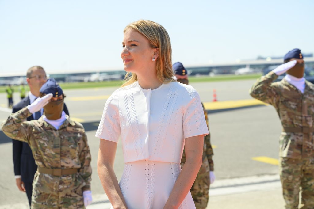 La princesa Elisabeth de Bélgica recibiendo al emperador y la emperatriz de Japón, 2026.