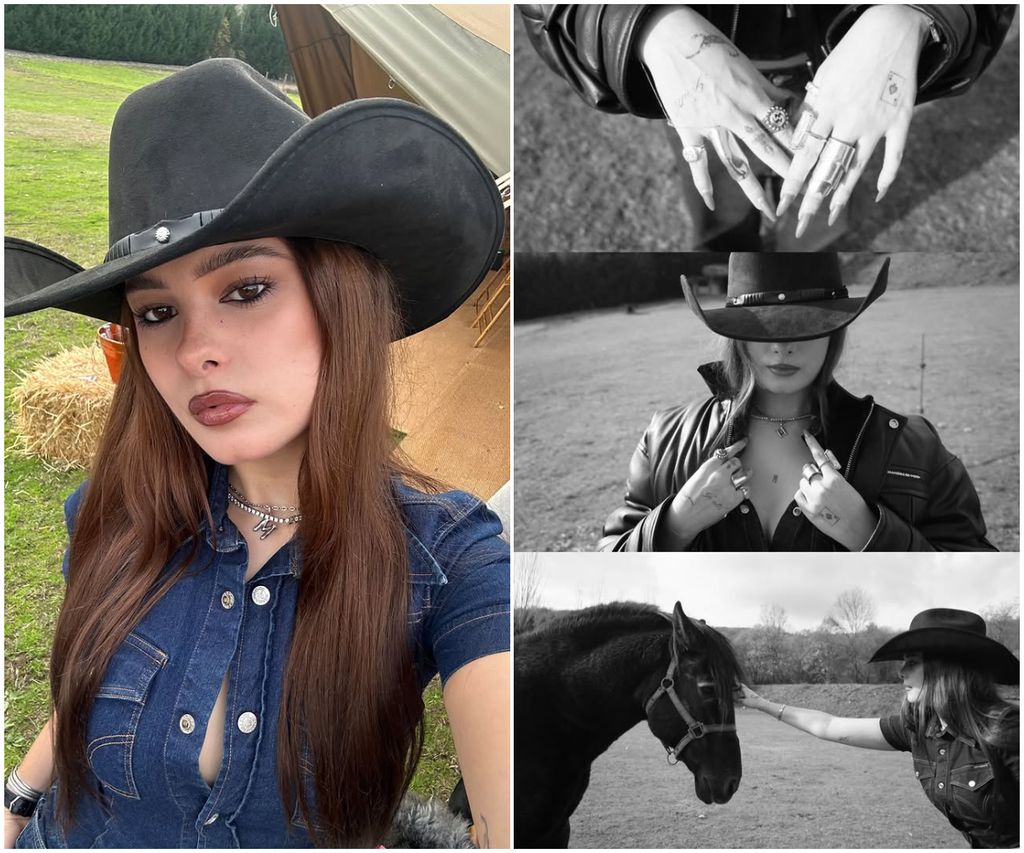 Manuela compartió algunas fotos en las que lucía un look vaquero.