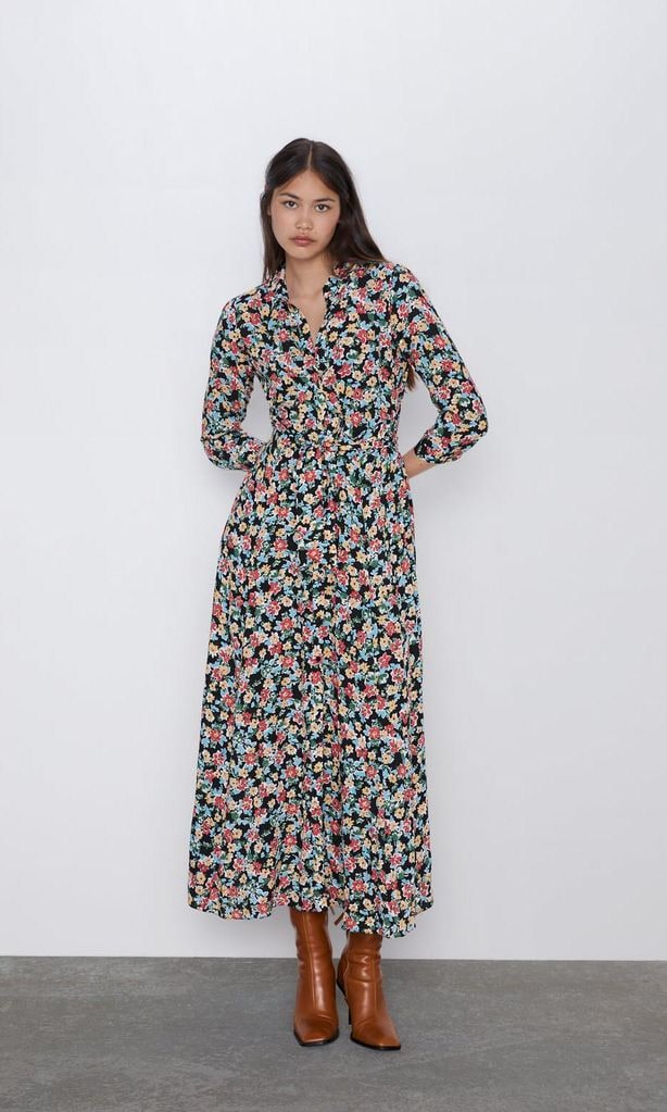 vestido floral de zara