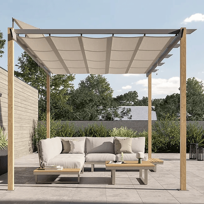 Pérgola con toldo