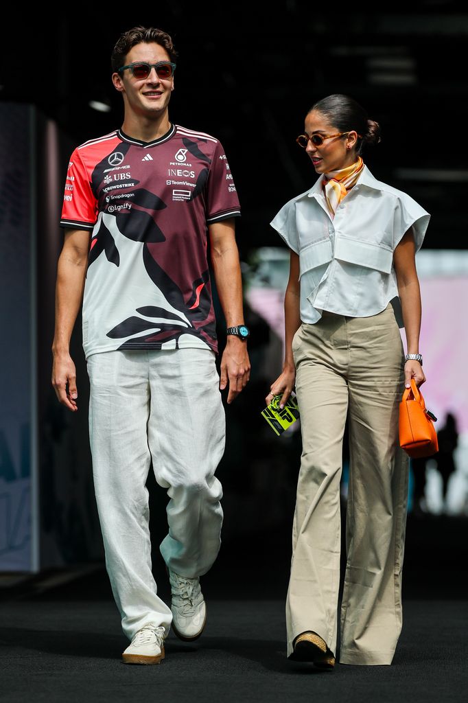 Grand Prix Miami 2025 George Russell y Carmen Montero