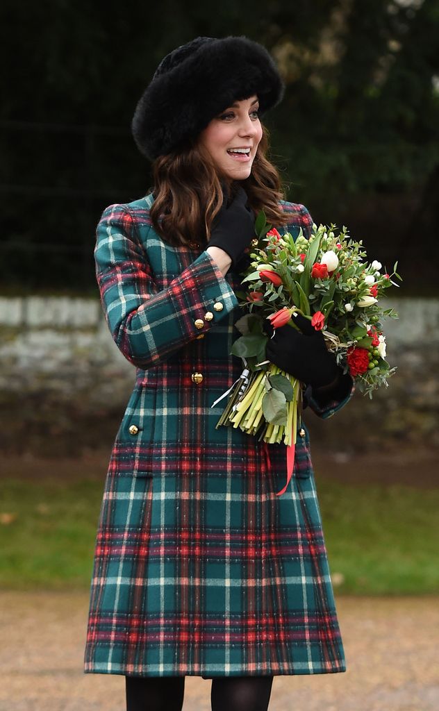 Kate Middleton, princesa de Gales, en la misa de Navidad, Sandringham, 2017.
