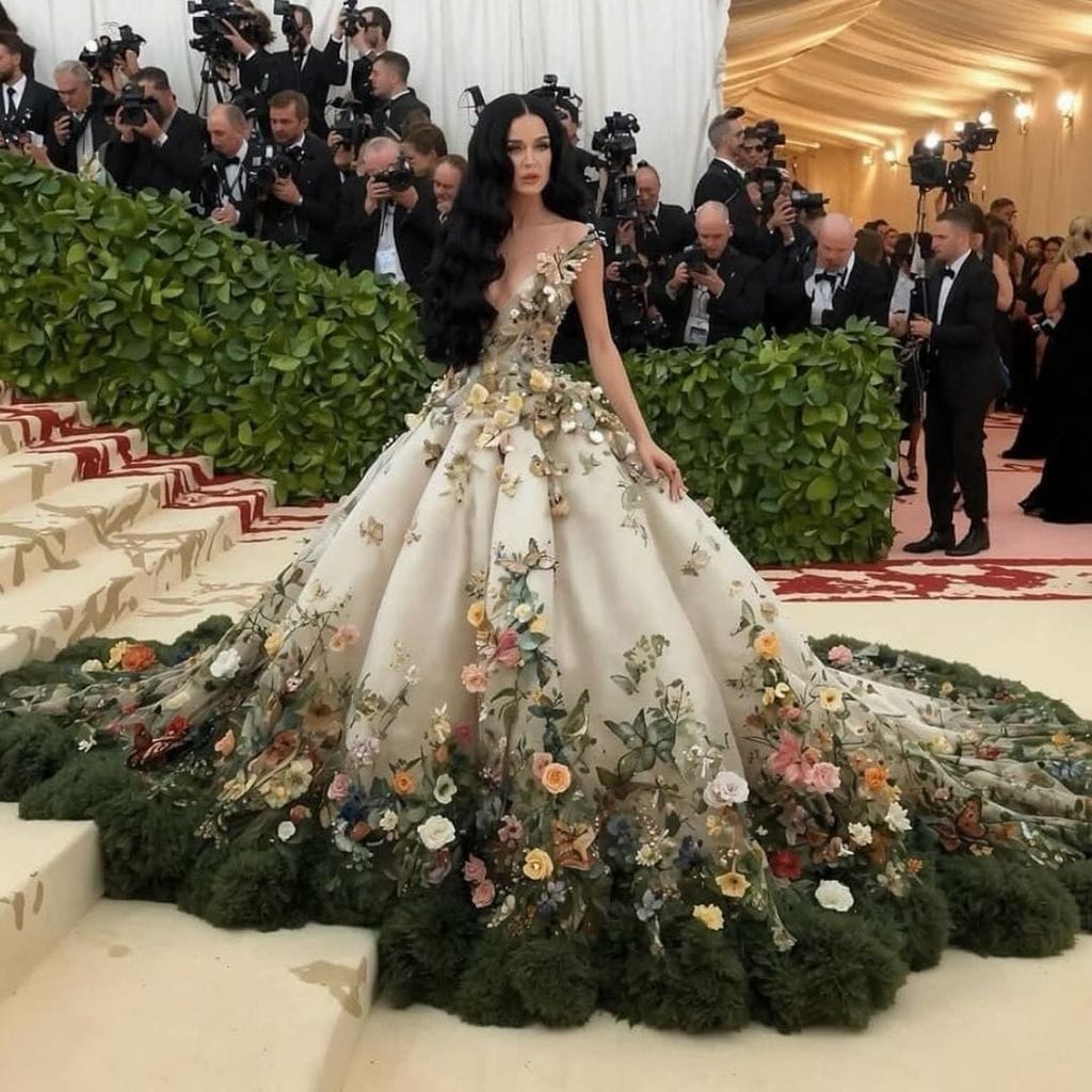 Este fue el look que la IA creó para Katy Perry en 2024.