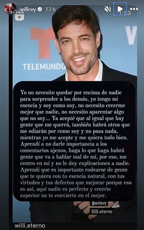 William Levy publica unos mensajes crípticos sobre su felicidad