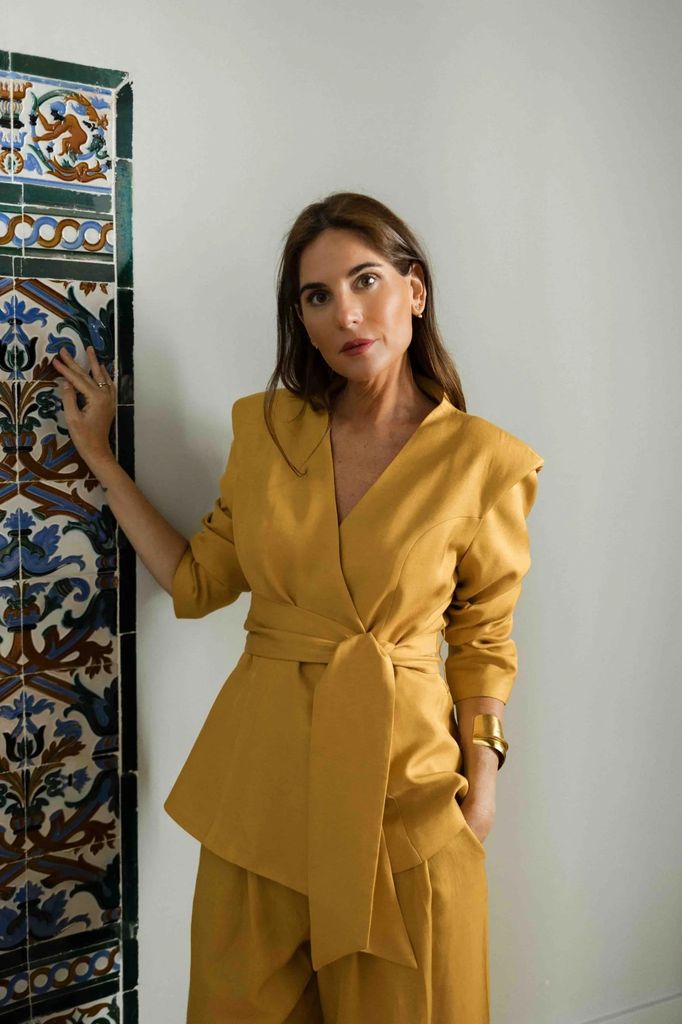 Lourdes Montes vestida de Bimani con su colección para la Feria de Abril.