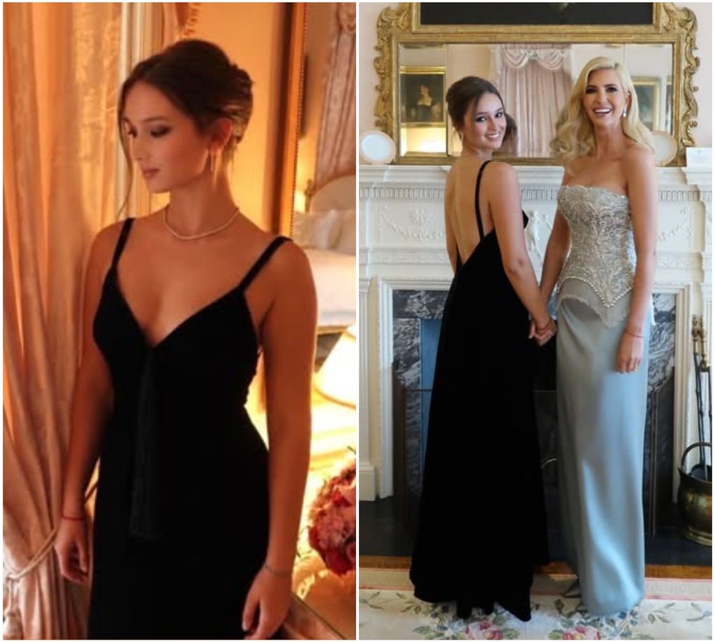 Arabella lució un elegante vestido negro para la cena de Estado.
