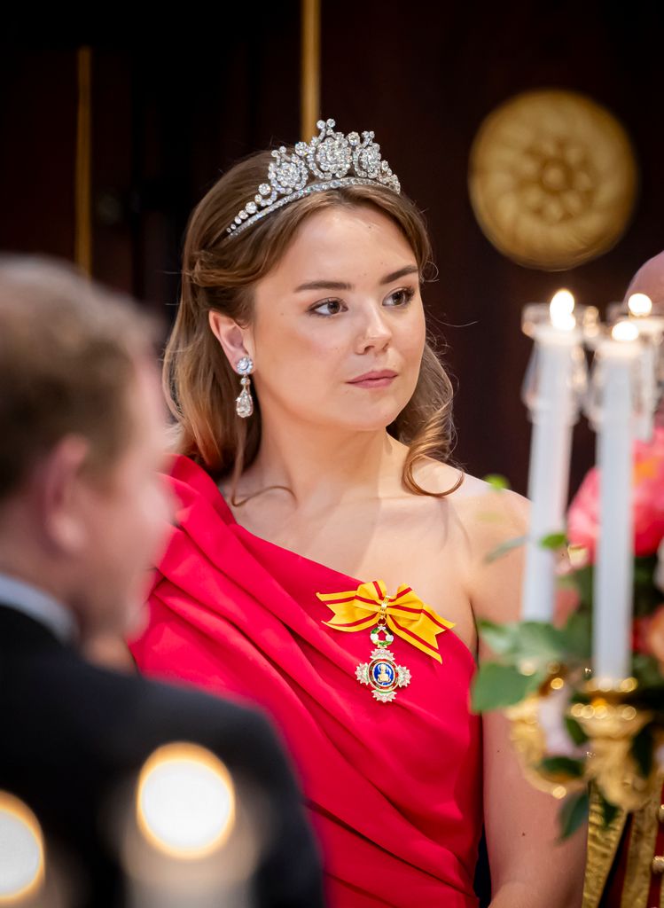 La princesa Ariane de Holanda en un banquete real en el Palacio e Ámsterdam.