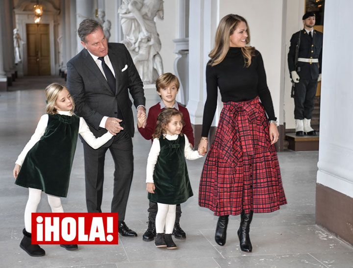 Magdalena de Suecia con falda 'midi' de cuadros