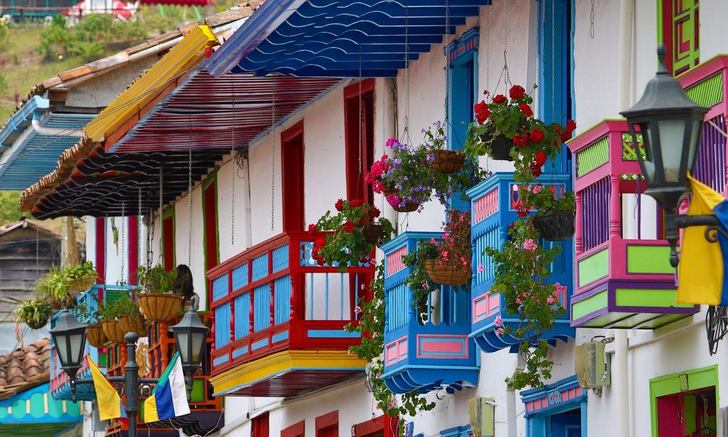 colourful balconies in Colombia