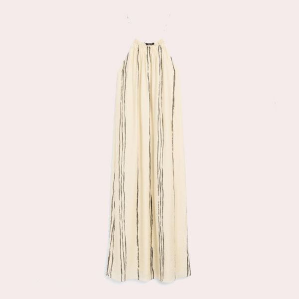 Vestido midi fluido estampado rayas