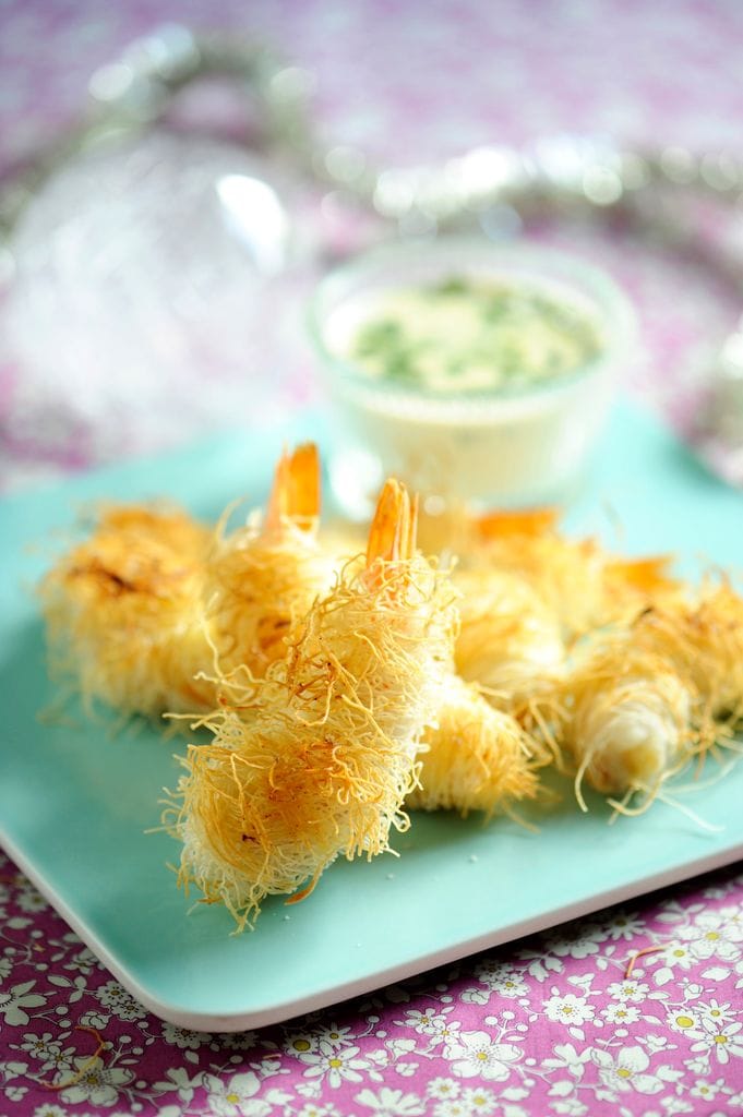 Langostinos con pasta Kataifi.