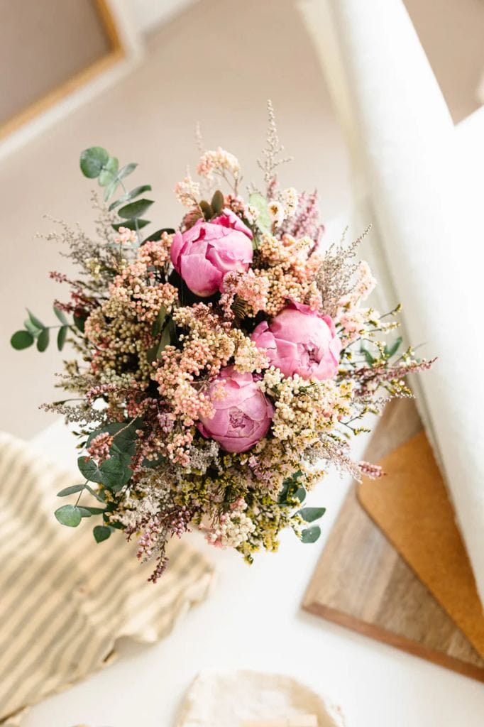 Ramos de novia de peonías rosas