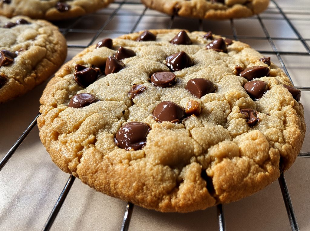 Cookie casera con chocolate recién horneada