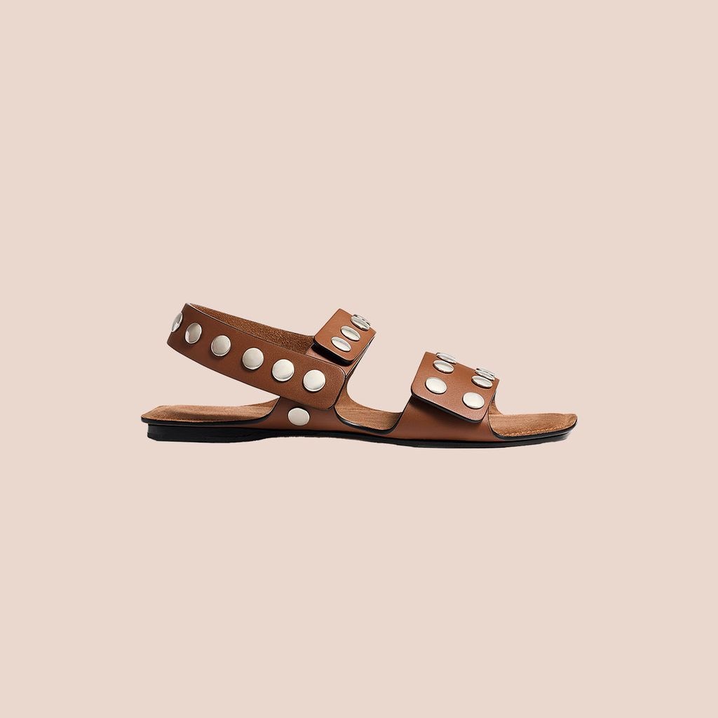 Sandalia de piel con tachuelas Khaite