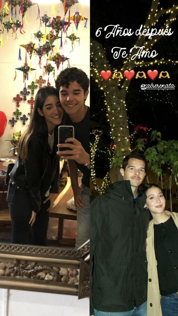 Con esta imagen, en la que incluyó la primera foto que se tomaron juntos, el futbolista felicitó a su novia.