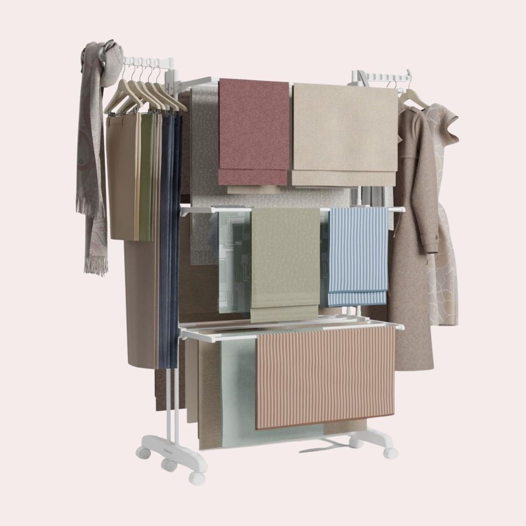 El tendedero vertical plegable y con ruedas de NEWTECK, un imprescindible multifunción en casa