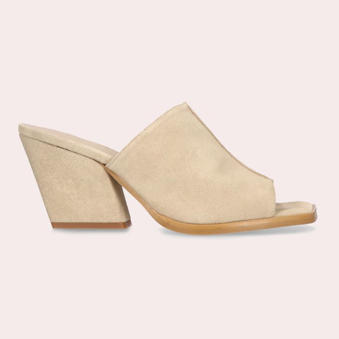 Sandalias de tacón Emi de mujer en ante - Mascaró - Natural