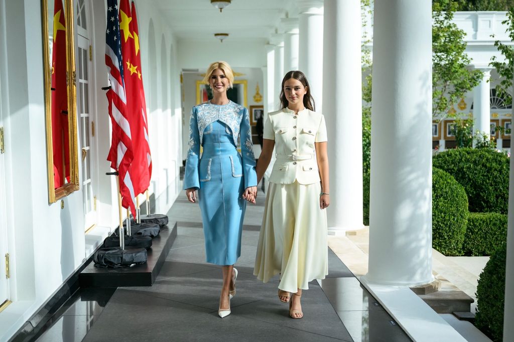 Ivanka Trump y su hija Arabella Rose en la bienvenida al presidente de China en la Casa Blanca.