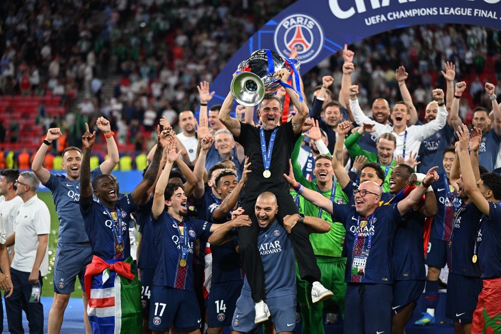 Luis Enrique, celebrando este sábado con el PSG su segunda Champions League