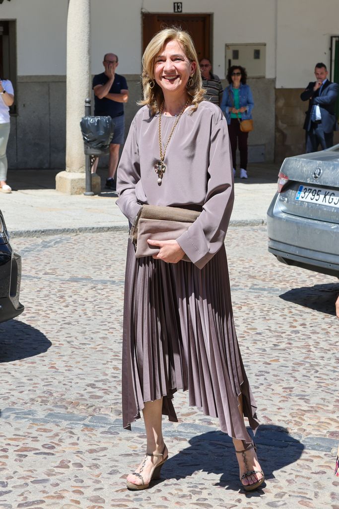 Infanta Cristina de Borbon during the wedding of Pepe Treviño and Paula Fernandez Martinez in Orgaz (Toledo) on Saturday, 6 May 2023.