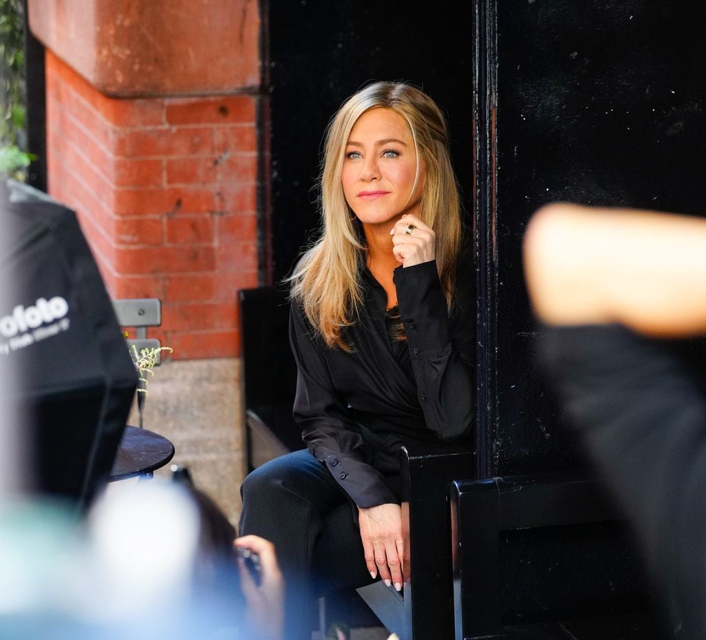 Jennifer Aniston en la locación de 'The Morning Show' en Nueva York en septiembre de 2022.