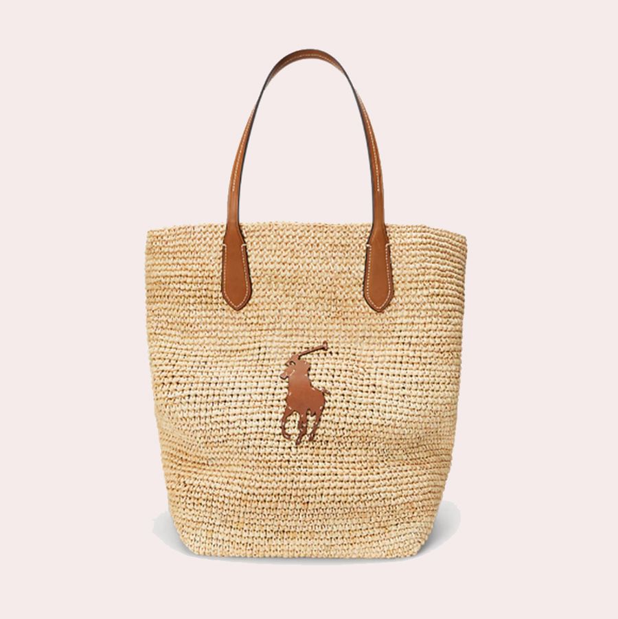 Bolso tote grande de rafia con Big Pony