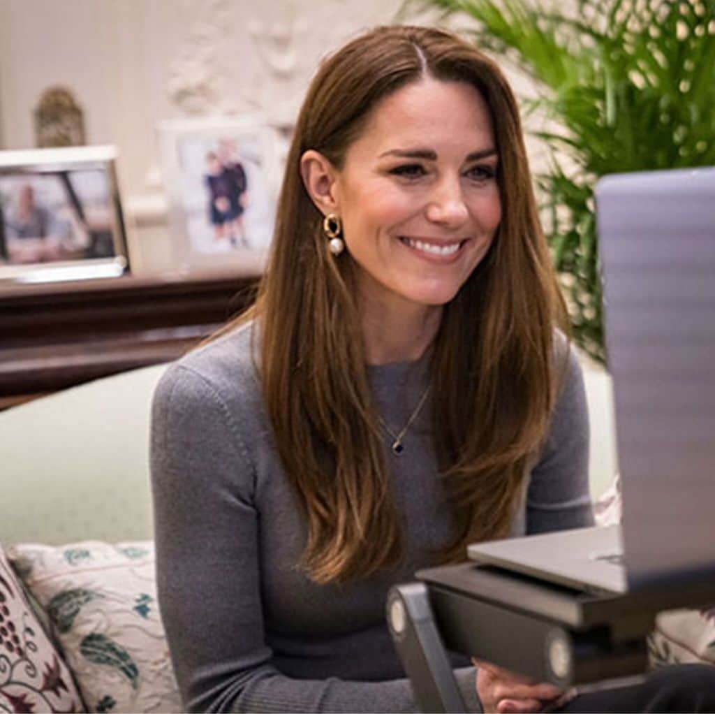 Kate used a laptop stand during her video call with Holocaust survivors and youth ambassadors from the Holocaust Educational Trust