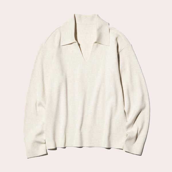 Jersey punto canalé cuello polo (lavable a máquina)