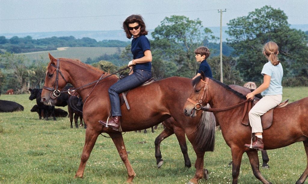 Jackie Kennedy with Her Children Riding Horses