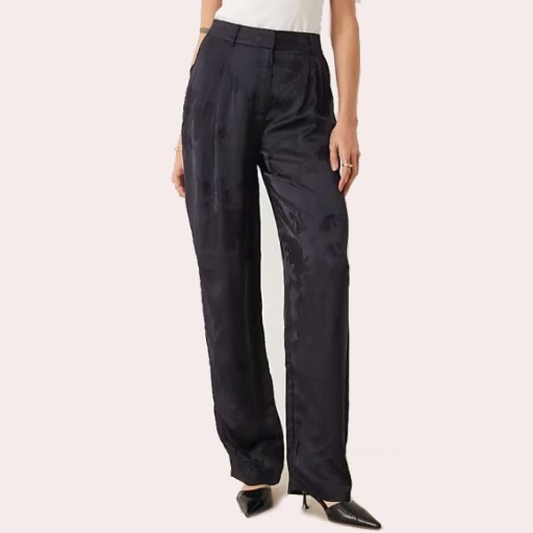 Pantalones de sastre azul marino de talle alto y pernera recta