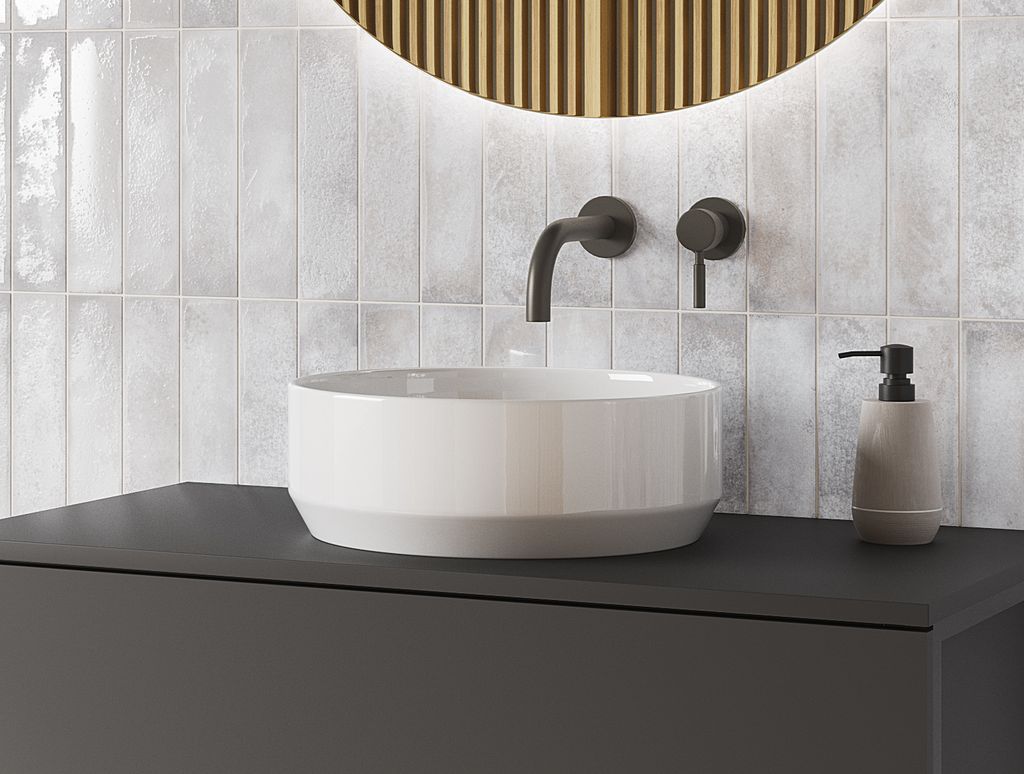 Lavabo de sobreencimera en acabado brillo