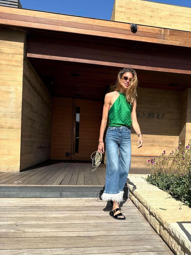 Carla Pereyra en el restaurante Nobu en la playa de Malibu