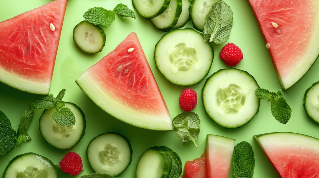 La sandía y el pepino son refrescantes y nos ayudan a eliminar líquidos y a deshincharnos.