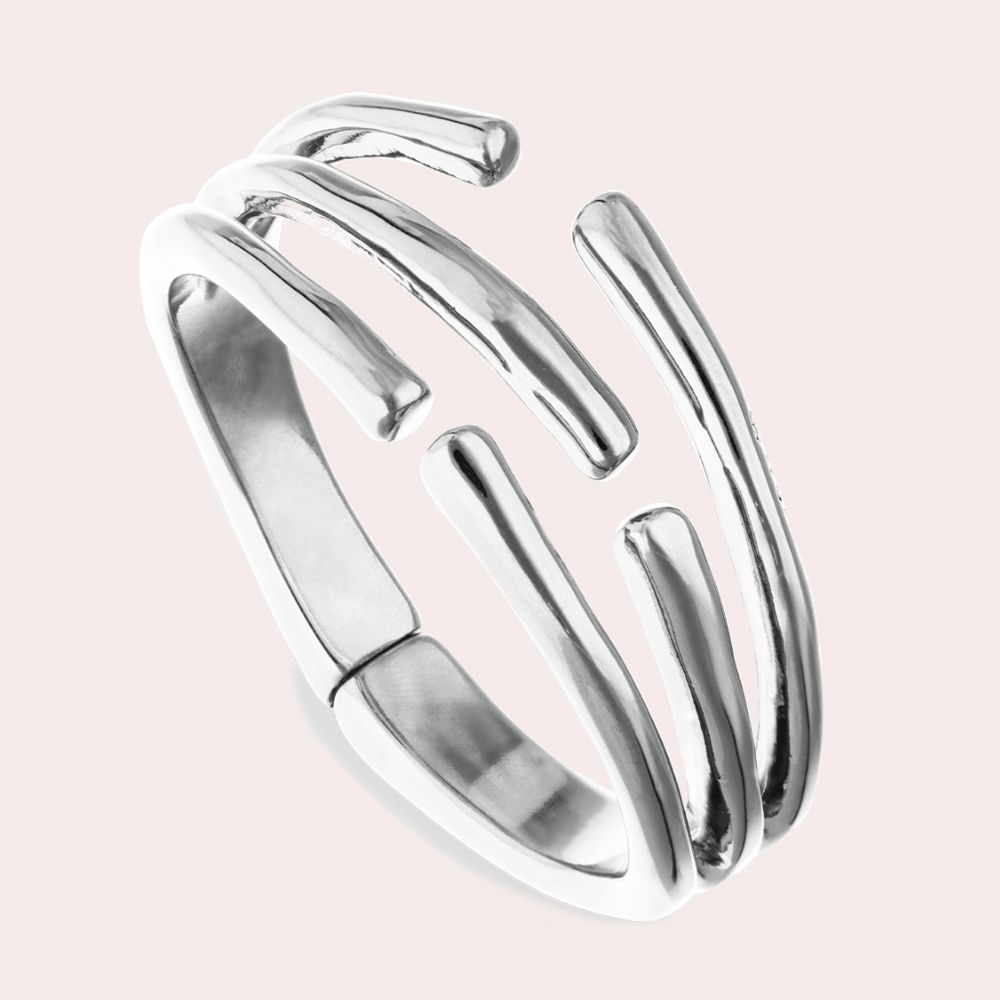 Pulsera bañada en plata de ley con forma de varios tubos - UNO de 50 - Plata