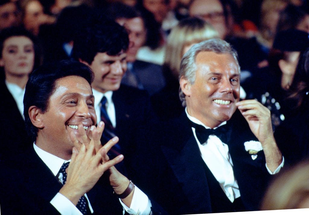 Valentino Garavani le dedicó unas sentidas palabras a Giorgio Armani; aquí en 1984.