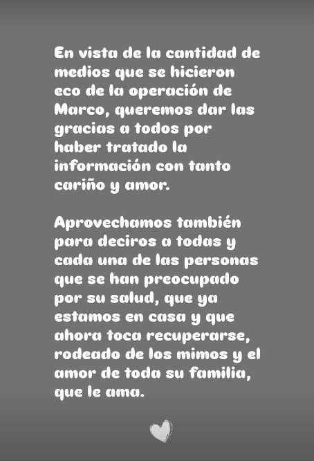 Comunicado de Dama sobre la salud de su hijo Marco