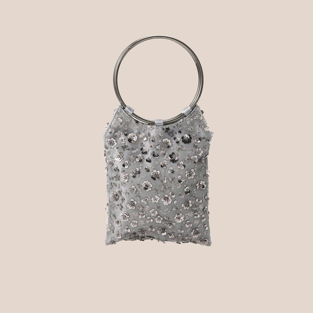 Bolso de mano plateado bordado de Even&Odd
