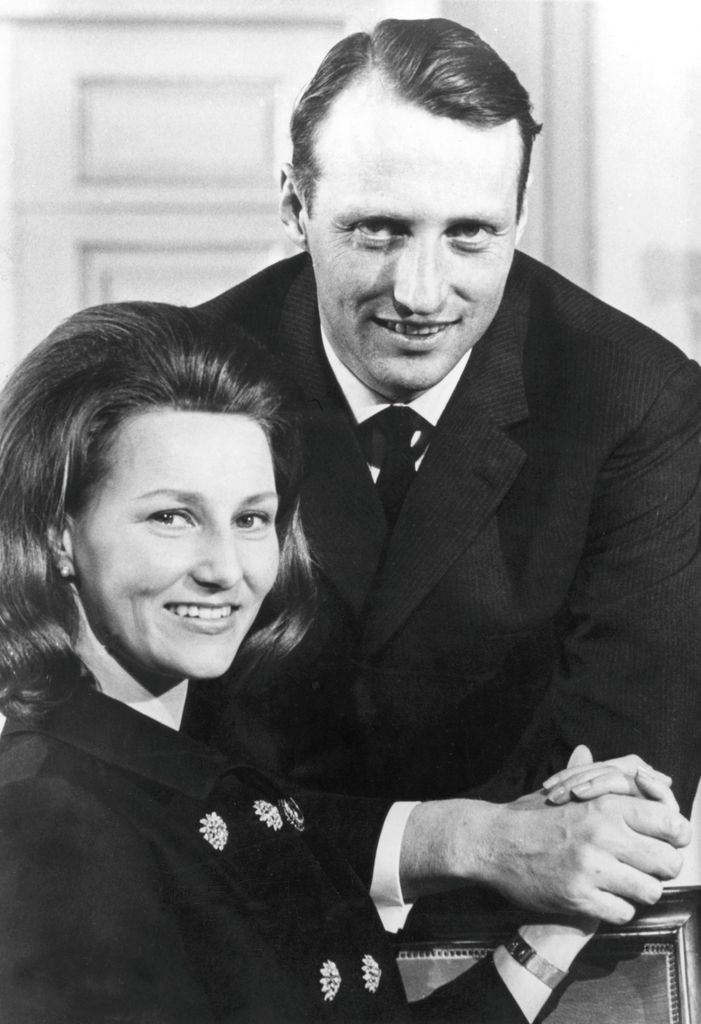 Una fotografía del 19 de marzo de1968 del príncipe heredero Harald con Sonja, en el día de su compromiso.